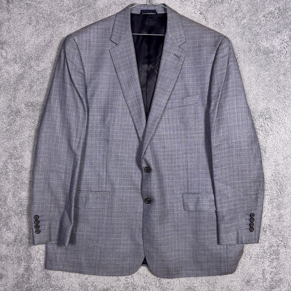 Ralph Lauren Blazer Men 48L Silk Wool Houndstooth Windowpane Suit Jacket Vintage